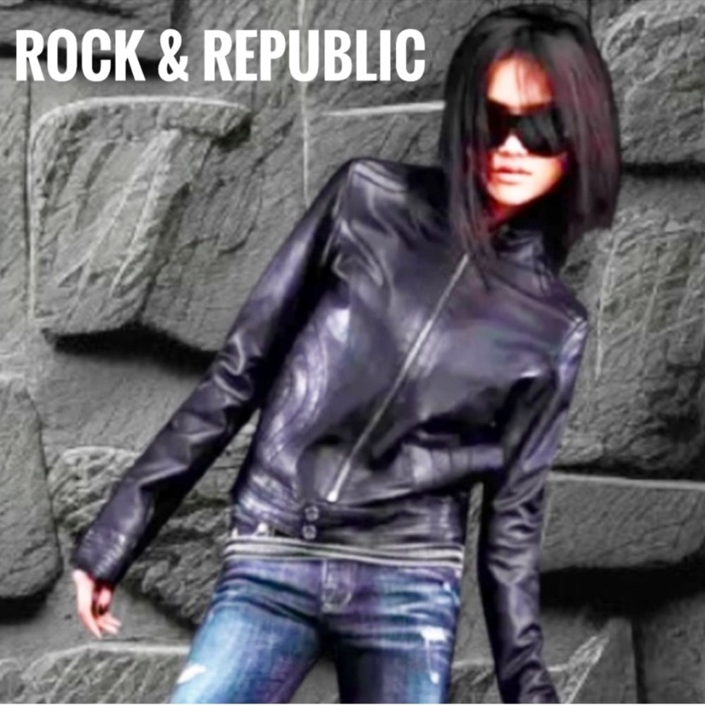 Authentic Rock & Republic Original Line geniune leather designer jacket sz M